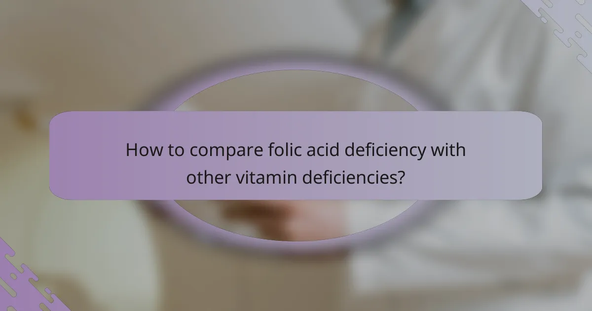 How to compare folic acid deficiency with other vitamin deficiencies?
