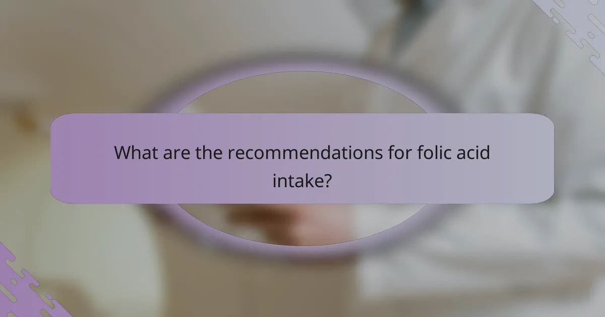 What are the recommendations for folic acid intake?